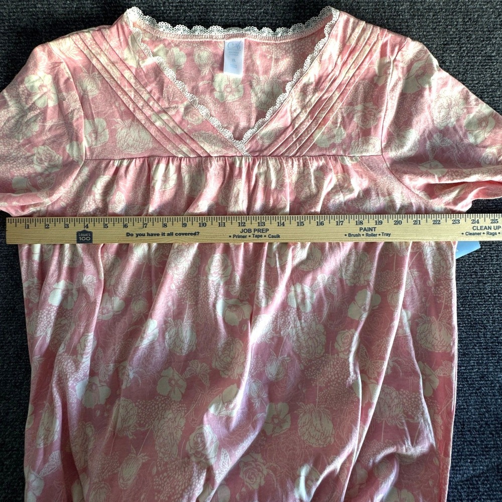Adonna Rose Dream Garden Pink Floral Lace Trim Nightgown XL NWT - Picture 4 of 6